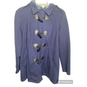 Torrid Hooded Knit Coat Sz 0 ( Large) Navy Toggle Buttons